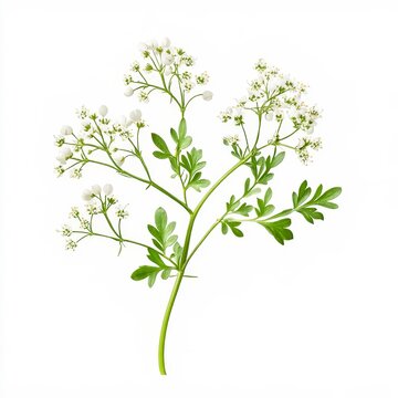 conium maculatum poison hemlock plant delicate white flowers and spotted stem isolated on white transparent background