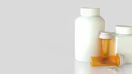The Drug bottle on white background for Medical or health concept 3d Rendering.