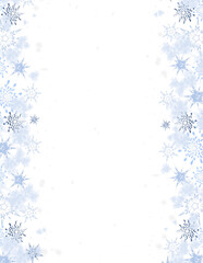winter frame isolated on transparent background, christmas border with snowflakes