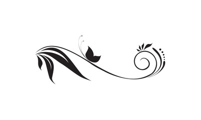 Ornate floral design with butterfly, elegant scrollwork.