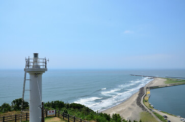 太平洋と灯台　飯岡灯台　千葉県