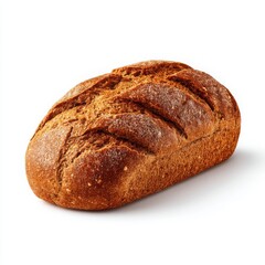Freshly Baked Loaf of Brown Bread on White Background, Studio Shot of Delicious Rustic Bread, Healthy Eating Concept, Food Photography