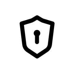 Outline icon of the shield-keyhole in black, on a clean white background. 
Minimalist and scalable design, suitable for accessibility-related graphics, branding, or educational materials.