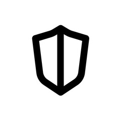 Outline icon of the shield in black, on a clean white background. 
Minimalist and scalable design, suitable for accessibility-related graphics, branding, or educational materials.