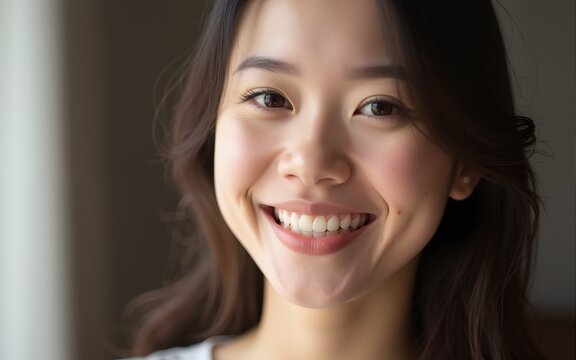 Close up of a smiling asian woman. High quality