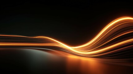 Dynamic Flowing Light Trails in Warm Golden Hues Against a Dark Background