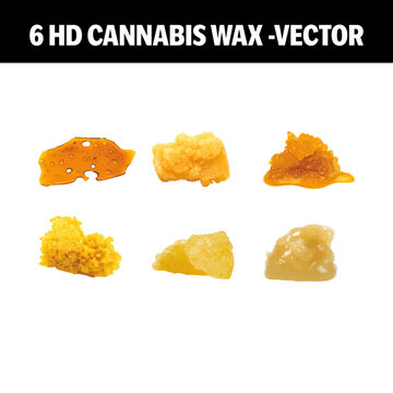 6 HD Cannabis Wax Concentrate Vectors &ndash; Shatter, Budder, Crumble, Diamonds, Sauce, Rosin Set