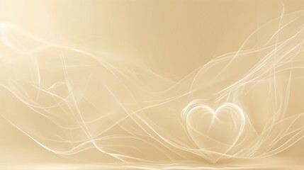 Golden Heart With Light Swirls on Elegant Soft Beige Background