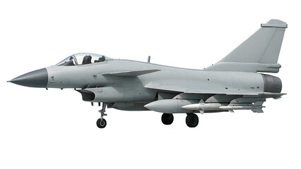 Photorealistic Side View Render of J-10 Vigorous Dragon Fighter Jet with Missiles PNG