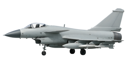 Photorealistic Side View Render of J-10 Vigorous Dragon Fighter Jet with Missiles PNG