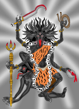 hand drawn digital art of goddess chamunda