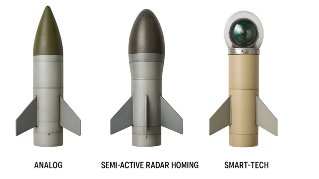 Side-by-Side Comparison of Three Generations of Surface-to-Air Missile Heads – Analog to Smart Tech PNG