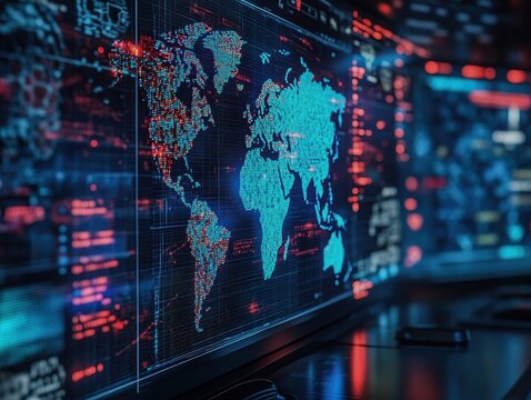 Corporate cybersecurity war room with realtime global threat maps Keywords Corporate cybersecurity war room, realtime global threat maps  global threat maps