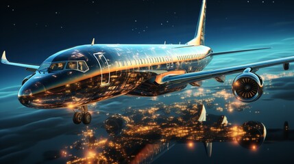 Plane Travel Hologram &ndash; Plane Made of Polygons


