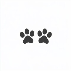 Simple Black Paw Prints Isolated On White