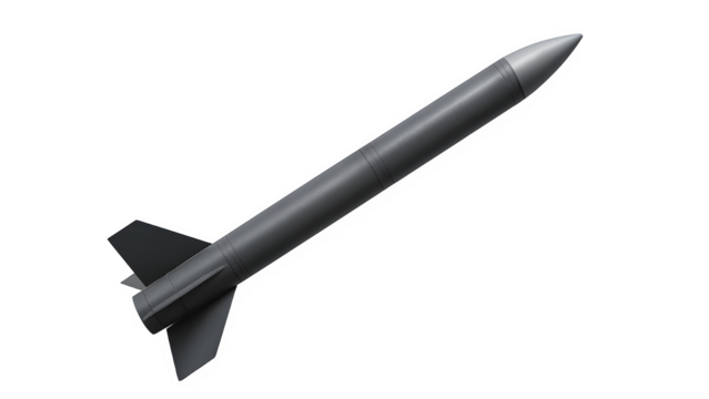 High-Resolution Studio Photo of Interceptor Missile with Stabilizing Fins