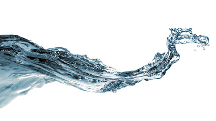 Flowing water splash with rippling movement, isolated on tranparent background