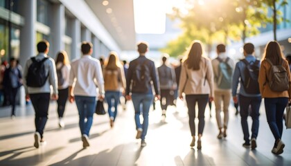 Obraz premium City street, blurred people walking