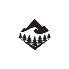 Mountain and forest vector template climber simple logo idea