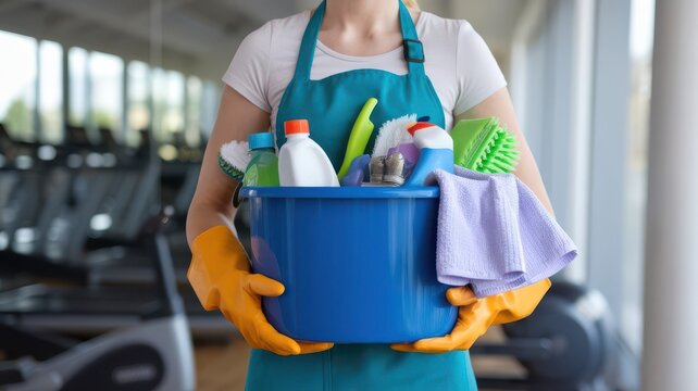 Diligent cleaner equipped to maintain impeccable cleanliness in a fitness center