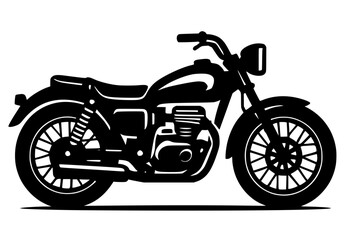 Obraz premium Silhouette of a Classic Motorcycle in Black on White Background