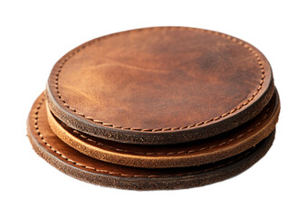 Leather Coasters for Drink Protection and Style - Isolated on White Background