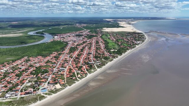 Fock Of The Guaras At Parnaiba In Piaui Brazil. Seabirds Riverside. Wildlife Landscape. Piaui Brazil. Parnaiba Delta Phenomenon. Fock Of The Guaras At Parnaiba In Piaui Brazil. Parnaiba Delta.