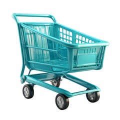 Teal Shopping Cart: Modern, Clean, Minimalist Design, Isolated on Black Background