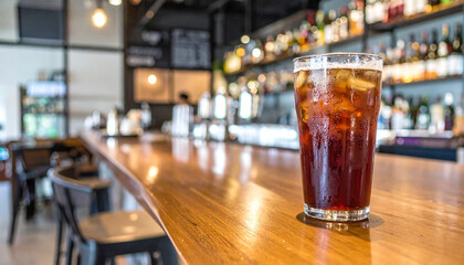 glass of beer on bar counter
