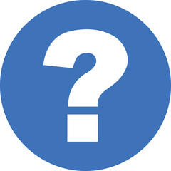 Simple white question mark symbol inside a bright blue circle on a white background