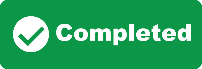 Green button with a white checkmark and the word completed