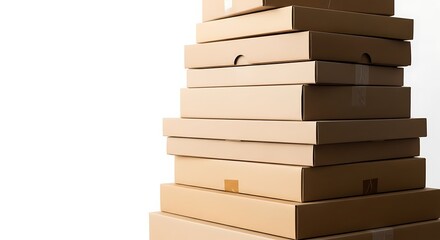A stack of cardboard boxes neatly arranged. 