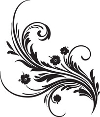 Fototapeta premium Decorative Black Floral Ornament Vector Set – Vintage Swirl Elements for Design Adobe Illustrator Artwork