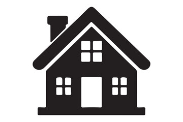Simple house icon silhouette black vector art illustration.