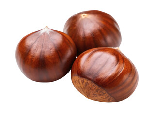 Chestnut Nuts Isolated on Transparent Background, Healthy Organic Superfood and Cooking Ingredient.

