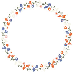 Frame with flowers. Flower circle clipart 