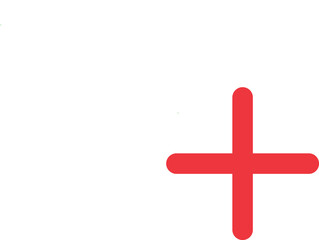 Simple red plus sign with rounded corners on a white background
