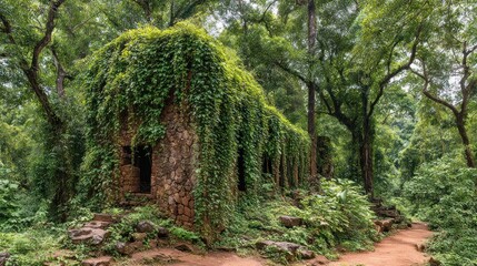 Ruined building overgrown