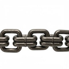 Obraz premium Dark Metallic Chain Links Isolated on White Background for Design