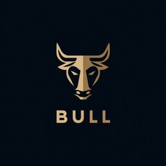 Obraz premium Geometric bull head illustration with sharp lines, gold color on dark ground