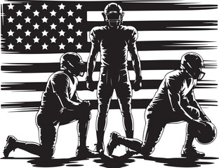 Grunge Style Football Silhouettes USA Background

