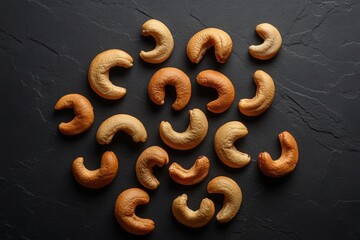 roasted and salted cashew nuts scattered