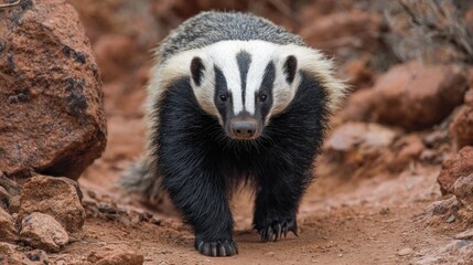 Badger in rocky terrain