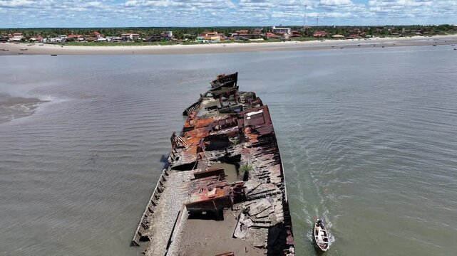 Flight Of The Scarlet Ibis At Araioses In Maranhao Brazil. Wildlife Landscape. Parnaiba Delta Waterfront. Maranhao Brazil. Sea Birds Animals. Flight Of The Scarlet Ibis At Araioses In Maranhao.