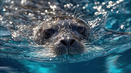 Close-up of seal swimming