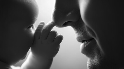 Close-up of a father and baby