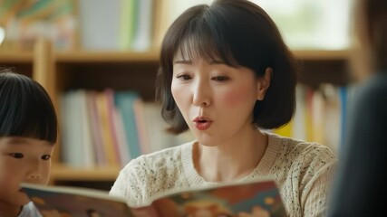 Warm Parent-child Time Mother Reads Stories for Child