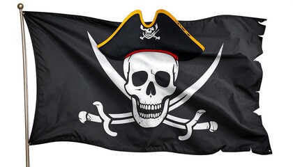 Black pirate flag billowing