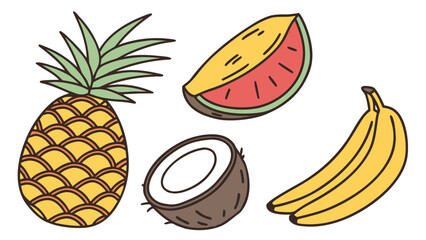 Tropical Fruit Icon Collection
