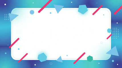 Vibrant blue abstract background featuring geometric shapes and a central white frame perfect for...